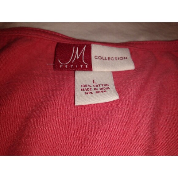 JM Collection Womens Shirt Size L Short Sleeve Tunic Embroidery Orange Boho - Picture 4 of 5